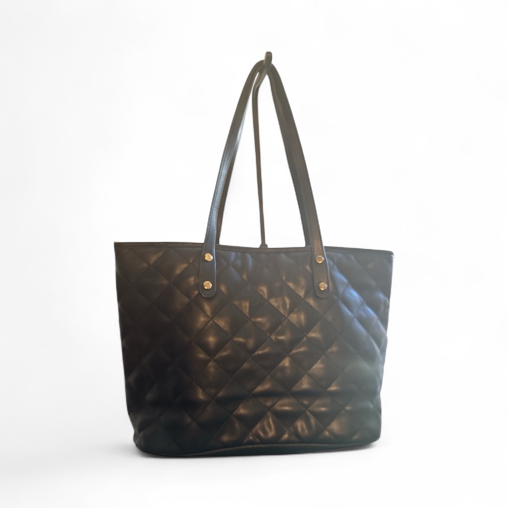 Montana West Black Quilted Tote Bag- NWOT - Picture 2 of 3
